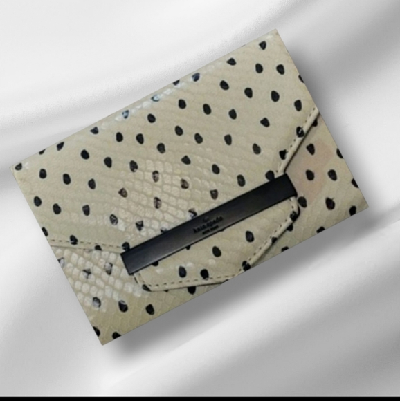 kate spade Accessories - RARE Kate Spade Leather Tri~Fold Wallet Polka Dot, Black & White, NWOT